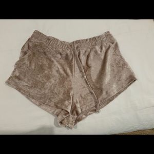Light pink velvet shorts